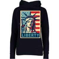 American Flag Statue Of Liberty Womens Funnel Neck Pullover Hood