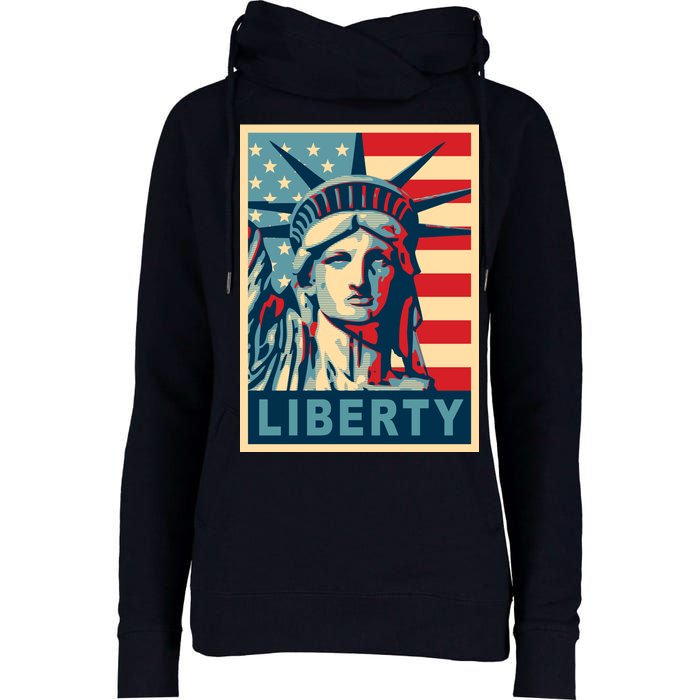 American Flag Statue Of Liberty Womens Funnel Neck Pullover Hood