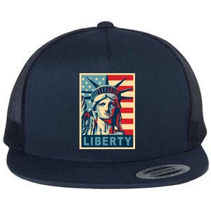 American Flag Statue Of Liberty Flat Bill Trucker Hat