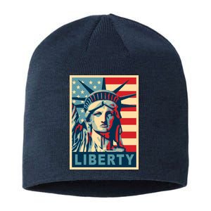 American Flag Statue Of Liberty Sustainable Beanie