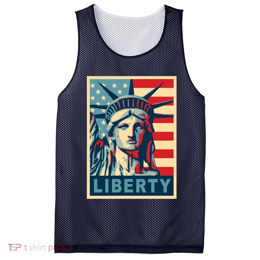 American Flag Statue Of Liberty Mesh Reversible Basketball Jersey Tank