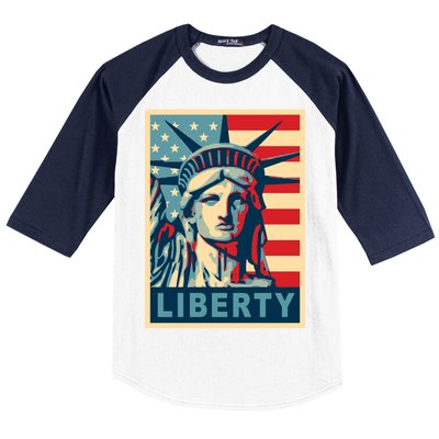 American Flag Statue Of Liberty Baseball Sleeve Shirt