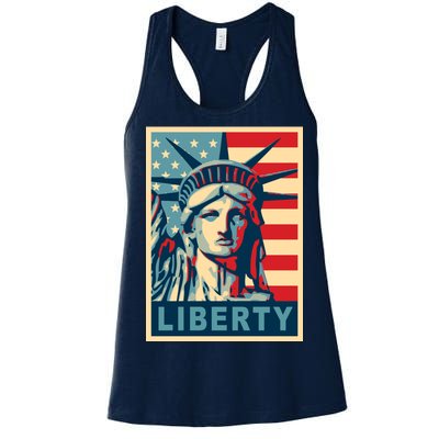 American Flag Statue Of Liberty Women's Racerback Tank