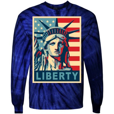 American Flag Statue Of Liberty Tie-Dye Long Sleeve Shirt