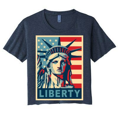 American Flag Statue Of Liberty Women's Crop Top Tee