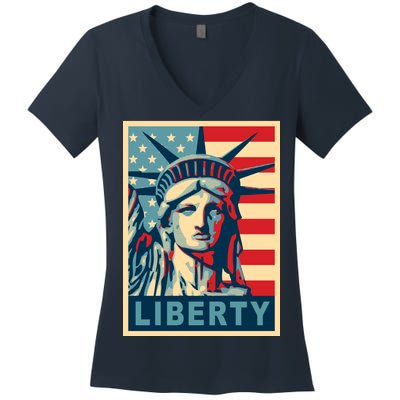 American Flag Statue Of Liberty Women's V-Neck T-Shirt