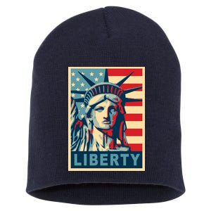 American Flag Statue Of Liberty Short Acrylic Beanie