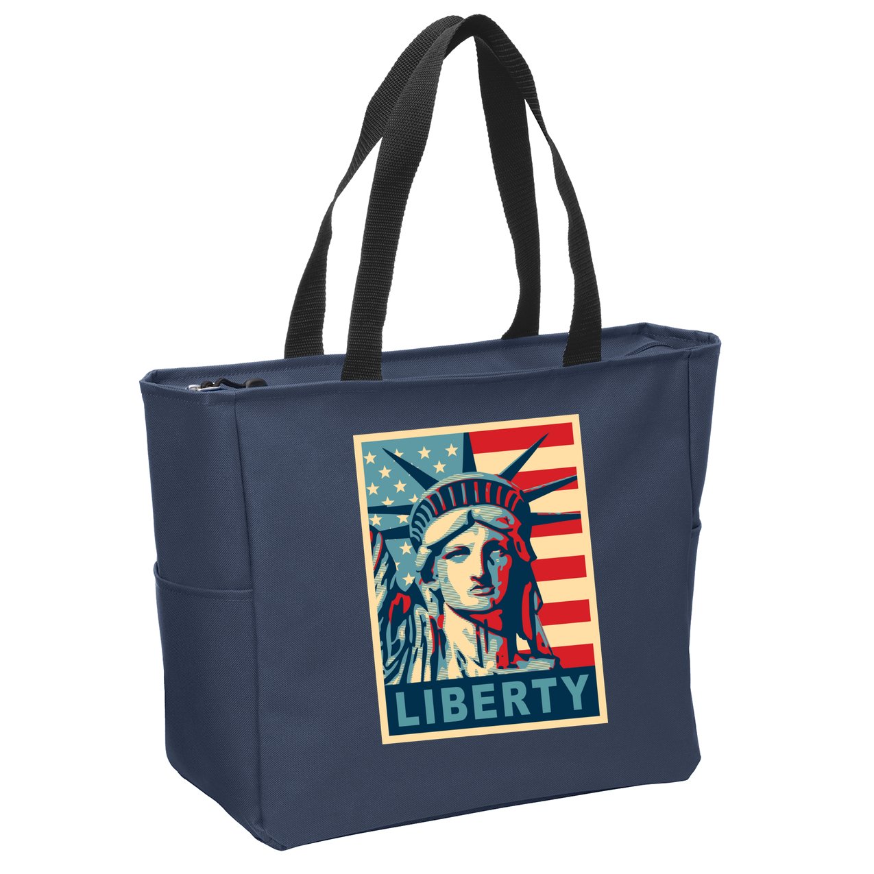 American Flag Statue Of Liberty Zip Tote Bag