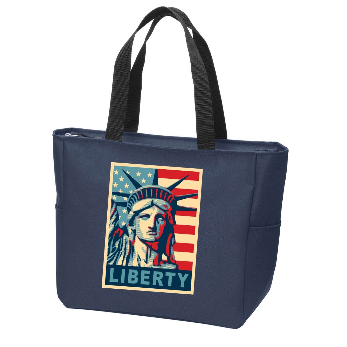 American Flag Statue Of Liberty Zip Tote Bag