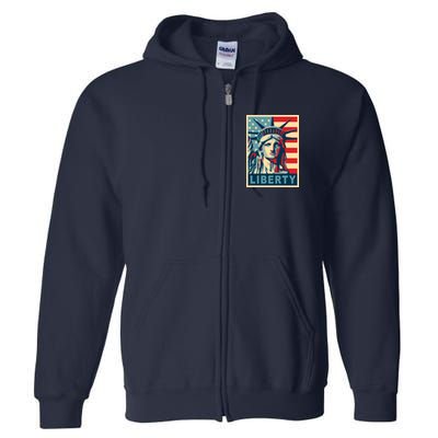 American Flag Statue Of Liberty Full Zip Hoodie