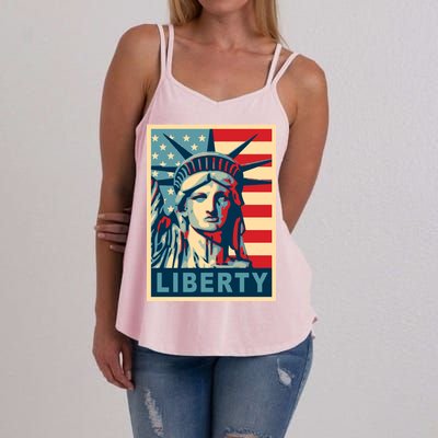 American Flag Statue Of Liberty Women's Strappy Tank