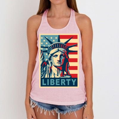 American Flag Statue Of Liberty Women's Knotted Racerback Tank