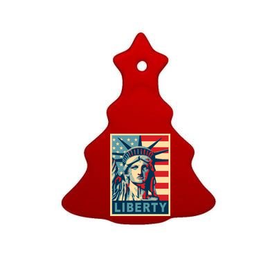 American Flag Statue Of Liberty Ceramic Tree Ornament