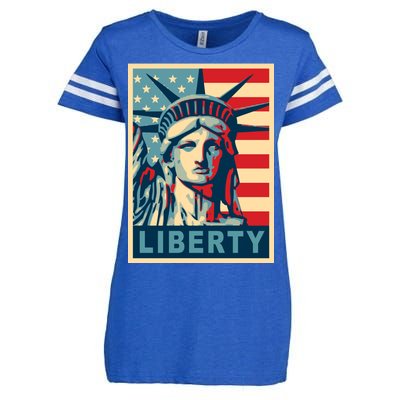 American Flag Statue Of Liberty Enza Ladies Jersey Football T-Shirt