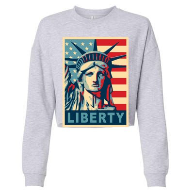 American Flag Statue Of Liberty Cropped Pullover Crew