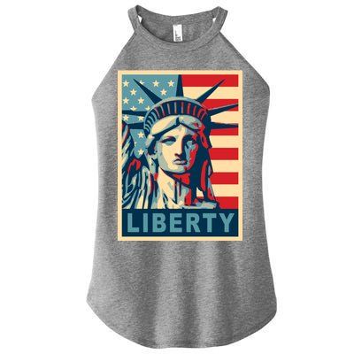 American Flag Statue Of Liberty Women's Perfect Tri Rocker Tank