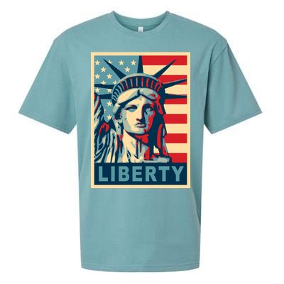 American Flag Statue Of Liberty Sueded Cloud Jersey T-Shirt