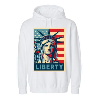 American Flag Statue Of Liberty Garment-Dyed Fleece Hoodie