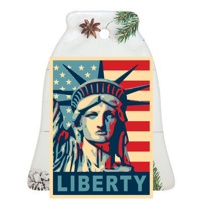 American Flag Statue Of Liberty Ceramic Bell Ornament