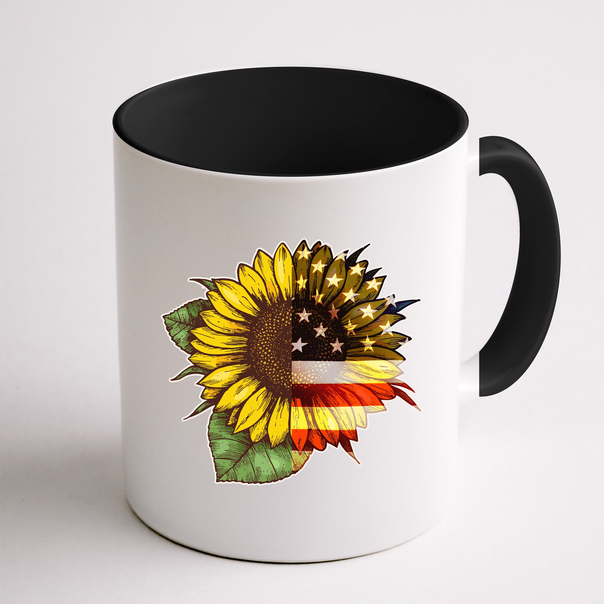 American Flag Sunflower Mug