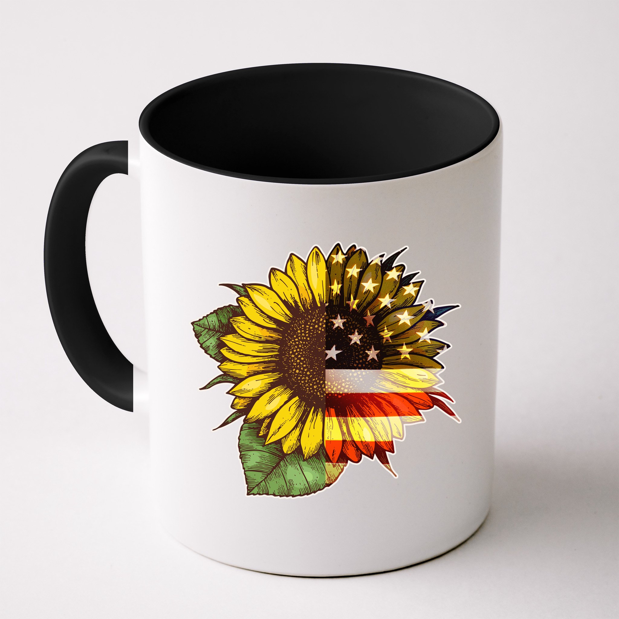 American Flag Sunflower Mug