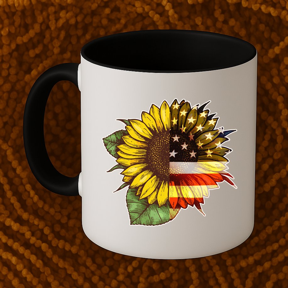 American Flag Sunflower Mug