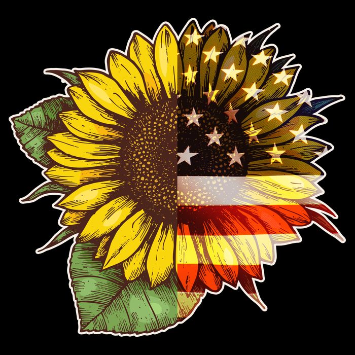 American Flag Sunflower Mug