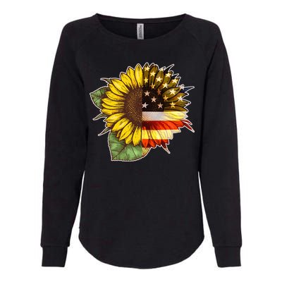 American Flag Sunflower Womens California Wash Sweatshirt