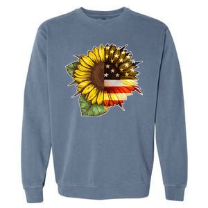 American Flag Sunflower Garment-Dyed Sweatshirt