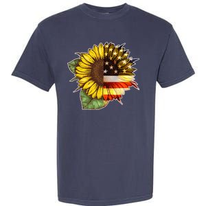 American Flag Sunflower Garment-Dyed Heavyweight T-Shirt