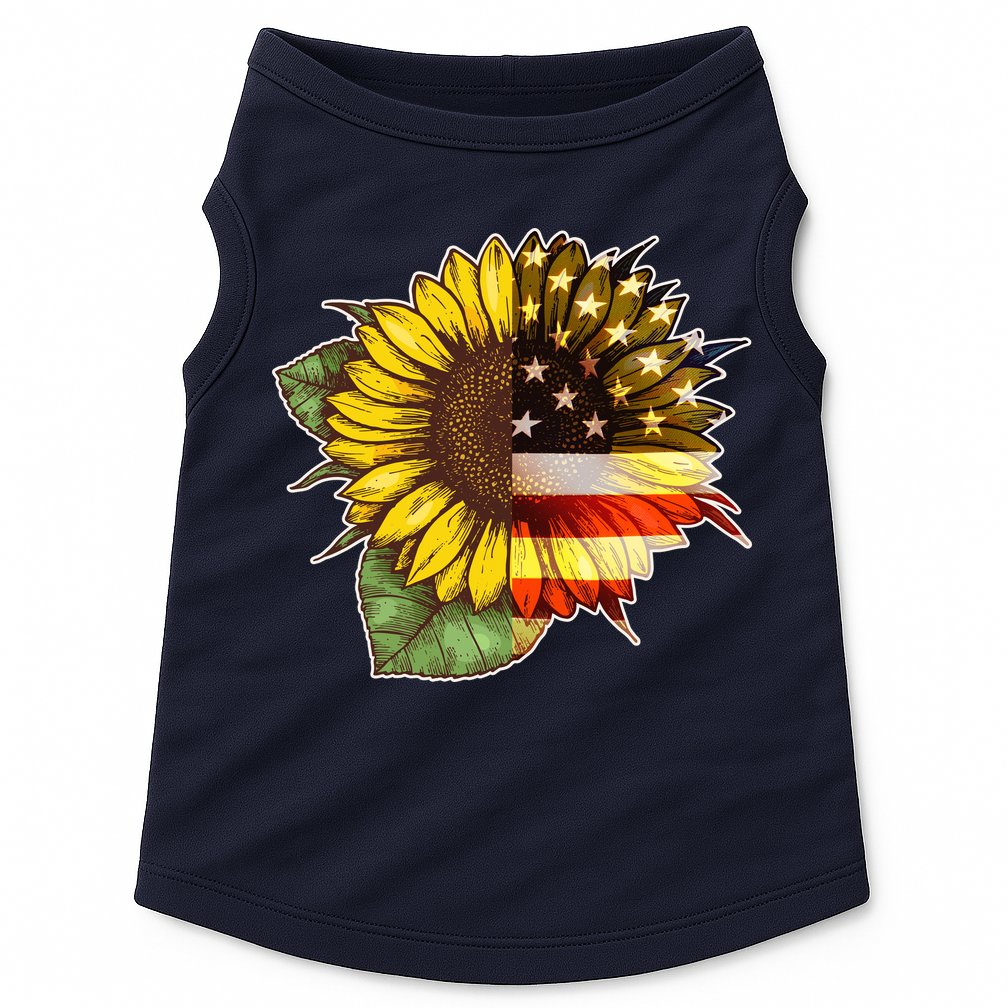 American Flag Sunflower Doggie Tank