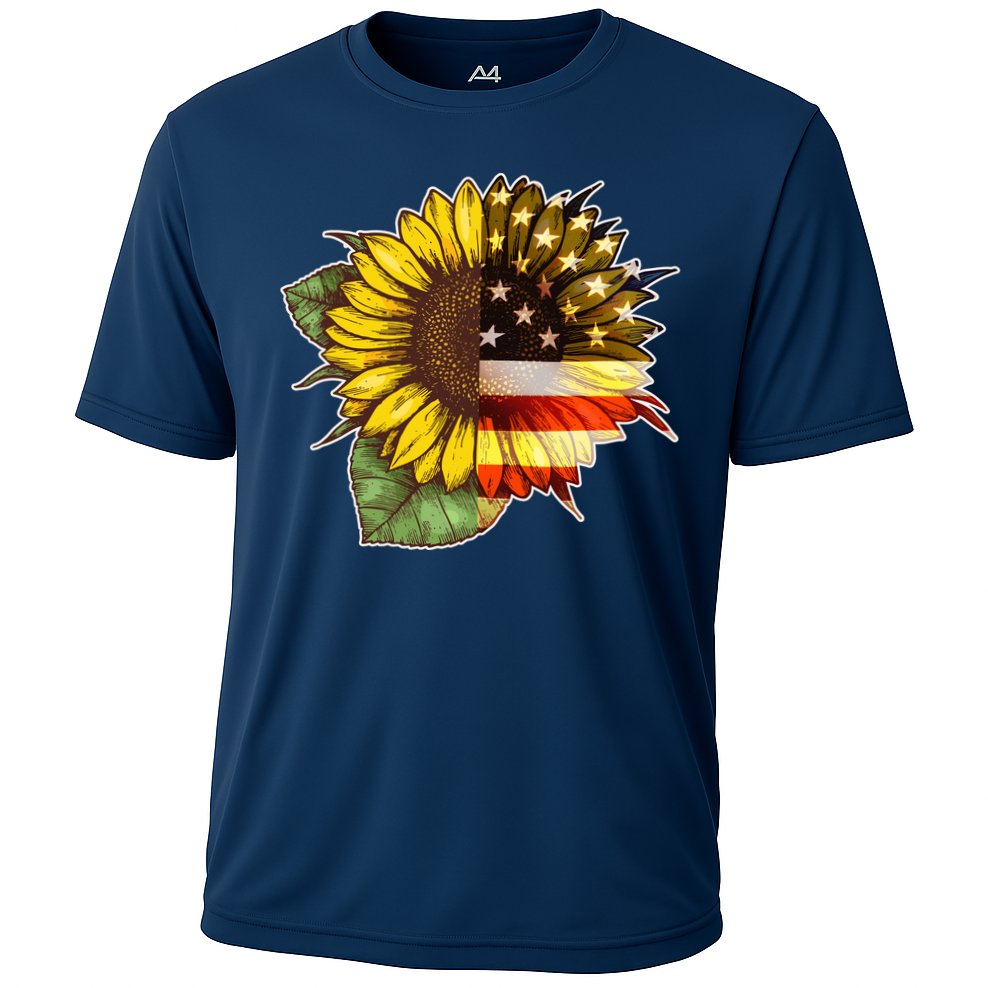 American Flag Sunflower Cooling Performance Crew T-Shirt