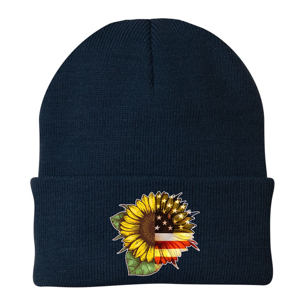 American Flag Sunflower Beanie