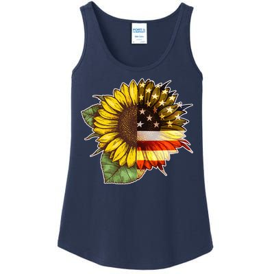 American Flag Sunflower Ladies Essential Tank