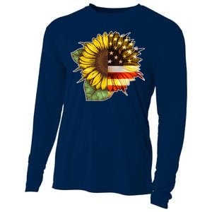 American Flag Sunflower Cooling Performance Long Sleeve Crew