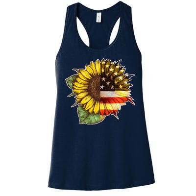 American Flag Sunflower Women's Racerback Tank