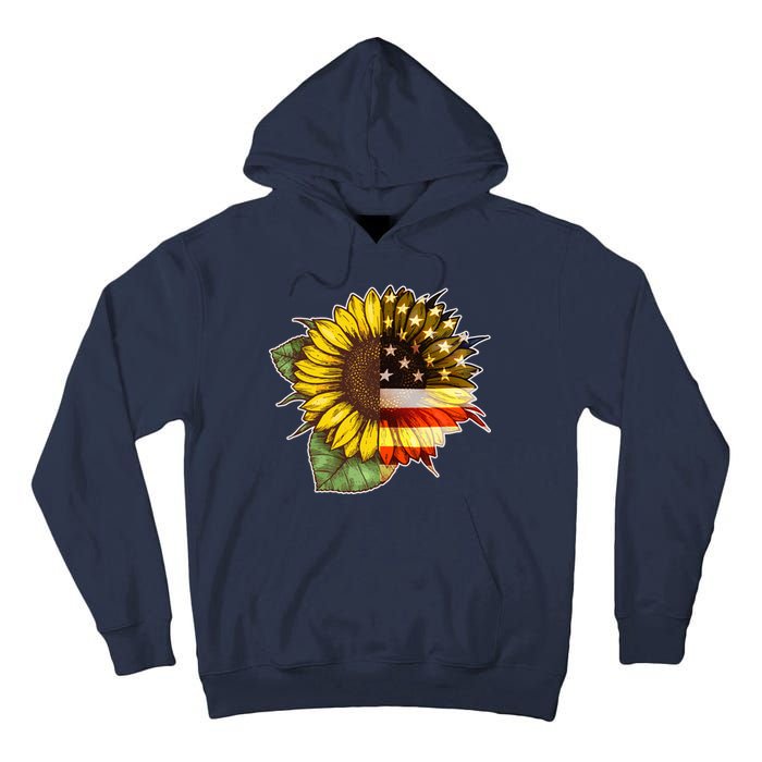 American Flag Sunflower Tall Hoodie