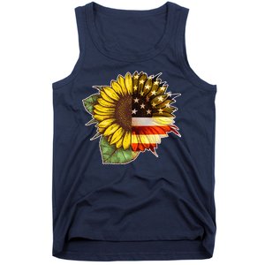 American Flag Sunflower Tank Top