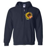 American Flag Sunflower Full Zip Hoodie