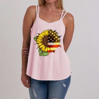 American Flag Sunflower Women's Strappy Tank