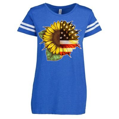 American Flag Sunflower Enza Ladies Jersey Football T-Shirt