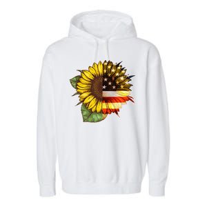 American Flag Sunflower Garment-Dyed Fleece Hoodie