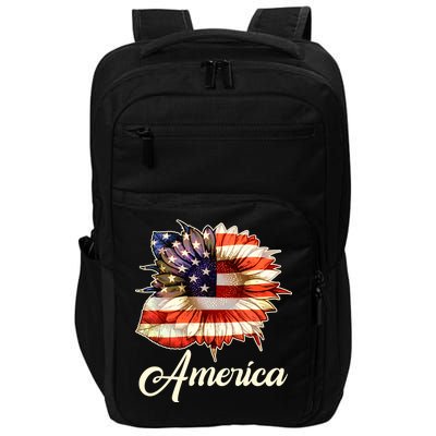 American Flag Sunflower USA Impact Tech Backpack