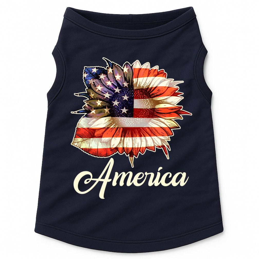American Flag Sunflower USA Doggie Tank