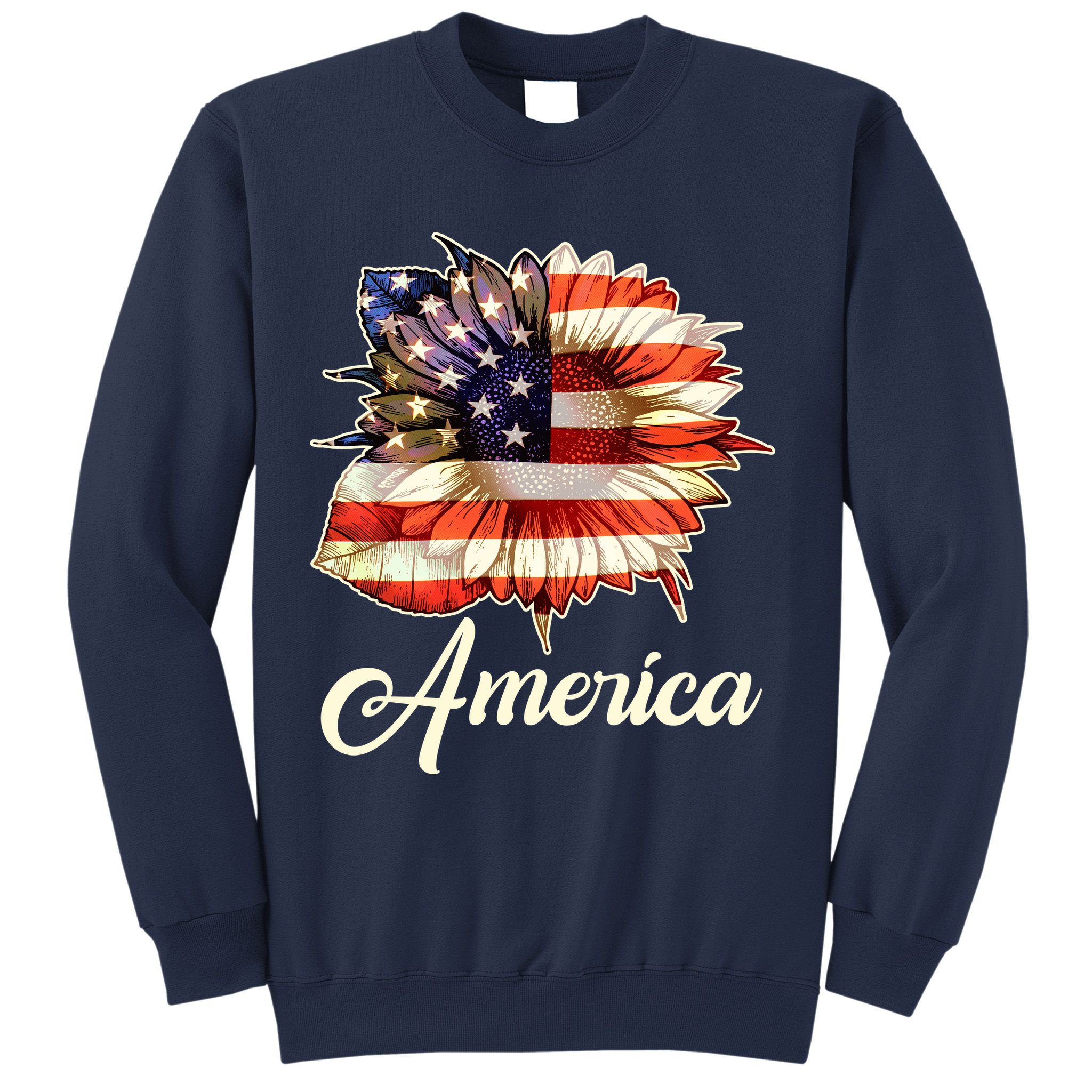 American Flag Sunflower USA Sweatshirt