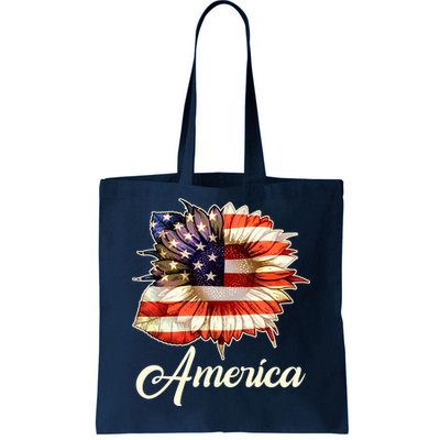 American Flag Sunflower USA Tote Bag