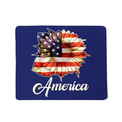 American Flag Sunflower USA Mousepad