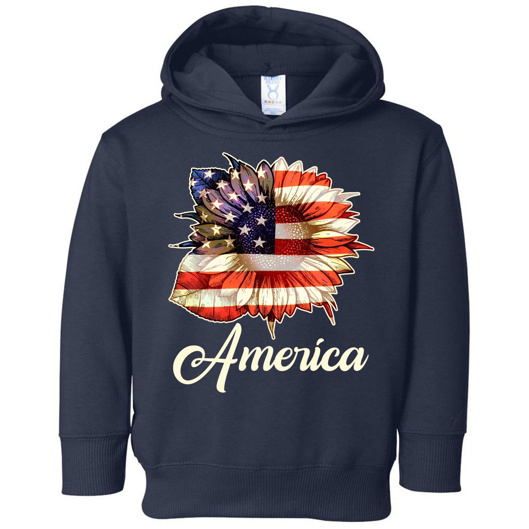 American Flag Sunflower USA Toddler Hoodie