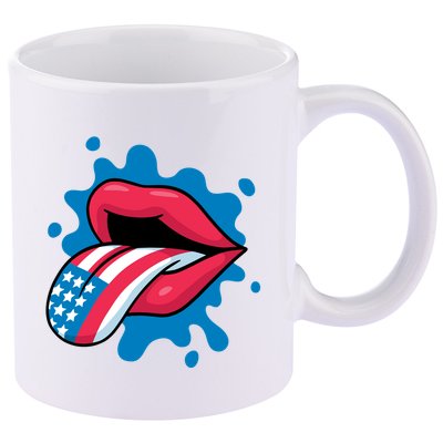 American Flag Tongue 11oz C Handle Ceramic Mug