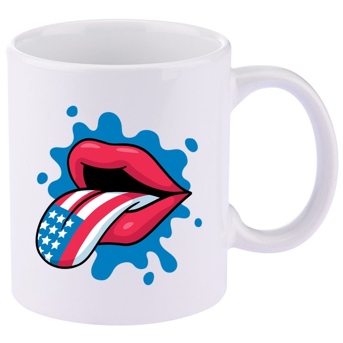 American Flag Tongue 11oz C Handle Ceramic Mug